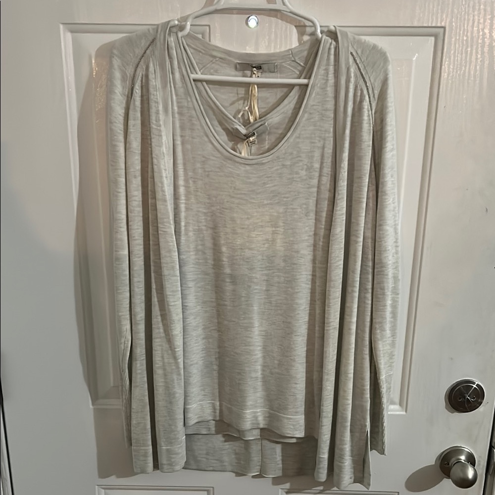NWT Two Piece Light Grey Cardi and Tank
